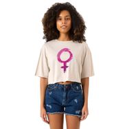 Tshirthane Purple Venus Symbol Bej Kadın Crop