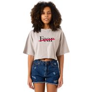 Tshirthane Rolling Quartz Fearless Taş Rengi Kadın Crop