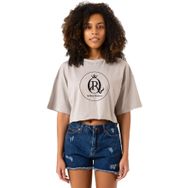 Tshirthane Rolling Quartz Logo Taş Rengi Kadın Crop