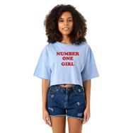 Tshirthane Rose Number One Girl Bebe Mavi Kadın Crop
