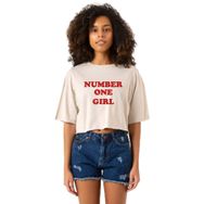 Tshirthane Rose Number One Girl Bej Kadın Crop
