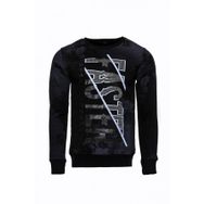 Tshirthane Siyah Taşlı Desenli Sweatshirt