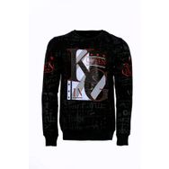 Tshirthane Siyah Taşlı ve Desenli Sweatshirt
