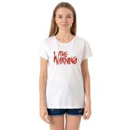 Tshirthane The Warning Logo Beyaz Kadın Bisikletyaka T-shirt