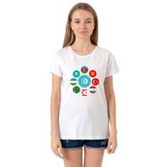 Tshirthane Türk Devletleri Teşkilat Beyaz Kadın Bisikletyaka T-shirt