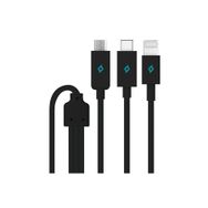 Ttec 2DK7521S Siyah Trio Type-C Lightning Micro USB 1.2 mt Şarj Kablosu
