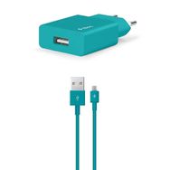 Ttec 2SCS20MTZ SmartCharger Seyahat Şarj Cihazı 2.1A ve Turkuaz Micro USB Kablo