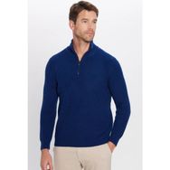 Tudors Erkek Slim Fit Dar Kesim Fermuarlı Sax Mavi Dik Yaka Triko Kazak - Saks Mavi