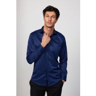 Tudors MD220005-500 Modern Slim Fit Düz Saten Pamuklu Lacivert Erkek Gömlek