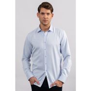 Tudors Modern Slim Fit Kendinden Desenli Düz Beyaz Gömlek