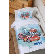 Tuğba Kuğu Cartoon Serisi Şimşek Mcqueen ve Arkadaşları 100x150 cm Organik Bebek Nevresim Takımı