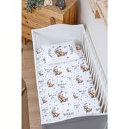 Tuğba Kuğu For Baby Serisi 70x110+15 cm Gri Ayda Uyuyan Ayı Park Yatak Lastikli Çarşaf Seti