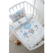 Tuğba Kuğu For Baby Serisi Mavi Büyük Balonlu Fil 60x100 cm Anne Yanı Beşik Nevresim Takımı