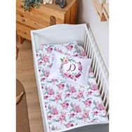 Tuğba Kuğu Harf Serisi Pembe Çiçekli D Harfi 100x150 cm Organik Bebek Nevresim Takımı