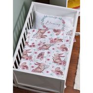 Tuğba Kuğu Iconic Serisi Pembe Çelenkli Tavşan 60x100 cm Anne Yanı Beşik Nevresim Takımı