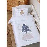 Tuğba Kuğu Little Baby Serisi Çizgisel Çam Ağacı 100x150 cm Organik Bebek Nevresim Takımı