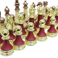 Tuğra Ticaret Satranç Taşı Zamak Polyester Krem Bordo Dekoratif Hediyelik Eşya