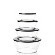 Tupperware Royal 4'lü Siyah 990-1.3-2.4-4 lt Saklama Kabı