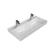 Turkuaz Seramik 100x48 cm Çift Batarya Damlalıklı Delikli Cerastyle Sharp Etajer Uyumlu Lavabo