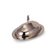 Turna Bakır TURNA4413-2 40 cm Hanedan Nikel El Dövme Klasik Kapak Kayık Sunum Tabağı