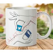 Twitter Fecebook Tasarımlı Baskılı Kupa