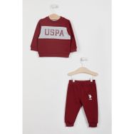 U.S. Polo Assn. Lisanslı Bordo Erkek Bebek Fermuarlı Uzun Kol Eşofman Takım