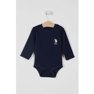 U.S. Polo Assn. Lisanslı Lacivert Kız Bebek Uzun Kol Body Zıbın
