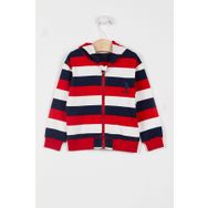 U.S. Polo Assn. Lisanslı Striped Krem Erkek Bebek Kapüşonlu Hırka