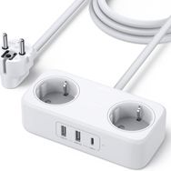 Ugreen 1.8 mt Type-C USB Çıkışlı 2'li Akım Korumalı Grup Priz