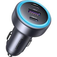 Ugreen 30W 3 Portlu Araç Içi Şarj Cihazı Çakmaklık Adaptörü, 45843 - Siyah - Mavi