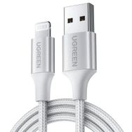 Ugreen 60163 2 mt Gümüş Lightning to USB-A Örgülü iPhone Hızlı Şarj Kablosu