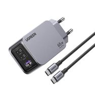 Ugreen Nexode Pro 65W Gan Uzay Grisi Type-C QC PD 2xUSB-C 1xUSB-A Hızlı Şarj Cihazı