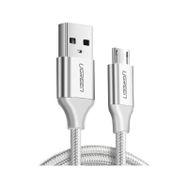 Ugreen Örgülü Micro USB 2 mt Beyaz Data ve Şarj Kablosu