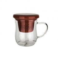 Ultraform Porselen Süzgeçli Kapaklı Oval Kırmızı Kupa