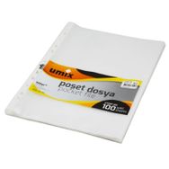 Umix A4 100'lü 10 Paket Şeffaf Poşet Dosya