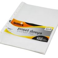 Umix A4 100'lü Paket Şeffaf Poşet Dosya