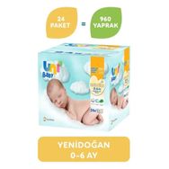 Uni Baby 24'lü Fırsat Paketi 960 Yaprak Yenidoğan Islak Pamuk Mendil