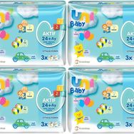 Uni Baby Aktif Oyna Öğren 52 Yaprak 12'li Set 624 Yaprak 4PKx3 Islak Havlu