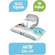Uni Baby Kapaklı 90'lı 18 Paket 1620 Yaprak Islak Havlu