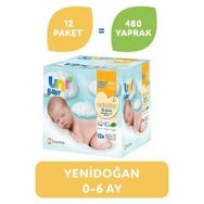 Uni Baby Yenidoğan 12'li 480 Yaprak Islak Pamuk Mendil