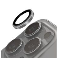 UNIQ OPX Paslanmaz Çelik Çerçeve Safir Kamera Lens Koruyucu iPhone 16 Pro ve iPhone 16 Pro Max ile Uyumlu, Krom Gri