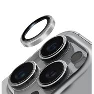 UNIQ OPX Paslanmaz Çelik Çerçeve Safir Kamera Lens Koruyucu iPhone 16 Pro ve iPhone 16 Pro Max, Sonic Silver (Sonic Silver) ile Uyumlu
