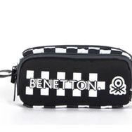United Colors of Benetton 03783 Çift Bölmeli Siyah Dama Desenli Kalem Çantası