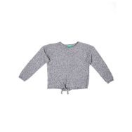 United Colors of Benetton 18AVC1925 Beli Büzgülü Boxy Gri 1 Yaş Kız Çocuk Kazak