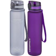 Uzspace 2'li Set 1000 ml Gri - Mor Fiftyfifty Tritan Su Matarası