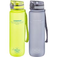 Uzspace 2'li Set 1000 ml Gri - Sarı Fiftyfifty Tritan Su Matarası