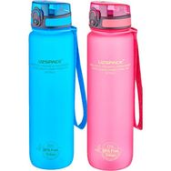 Uzspace 2'li Set 1000 ml Mavi - Pembe Fiftyfifty Tritan Su Matarası