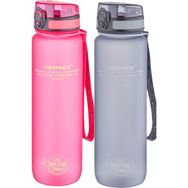 Uzspace 2'li Set 1000 ml Pembe- Gri Fiftyfifty Tritan Su Matarası