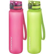 Uzspace 2'li Set 1000 ml Yeşil - Pembe Fiftyfifty Tritan Su Matarası