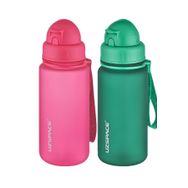 Uzspace Pipetli 2x400 ml Fifty Fifty Pembe Koyu Yeşil Tritan Matara Seti